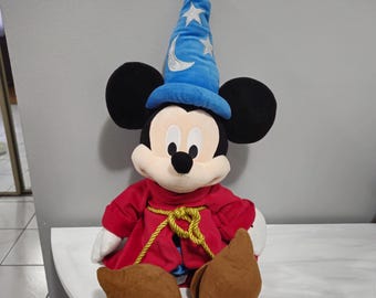 Disney Sorcerer Wizard Mickey Mouse Fantasia Movie Plush EUC Large 18 inch