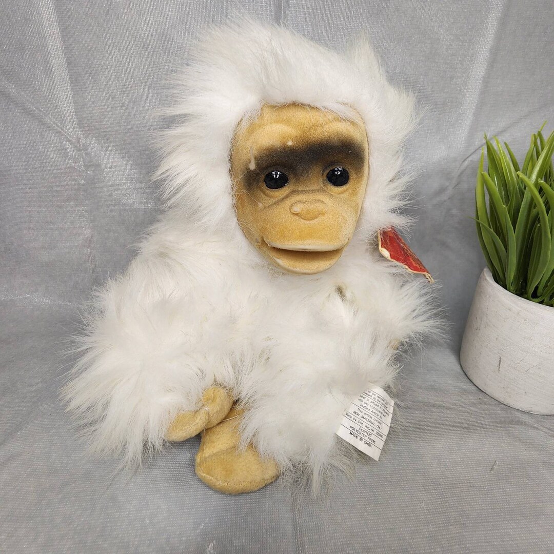 * vintage animal ୨୧ * ふわもこ brown クマちゃん Vintage Beige Monkey Plush Thumb Sucking 1980s DDR