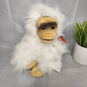 Vintage White Gorilla Monkey Plush with Flocked Face 10 inch Doll