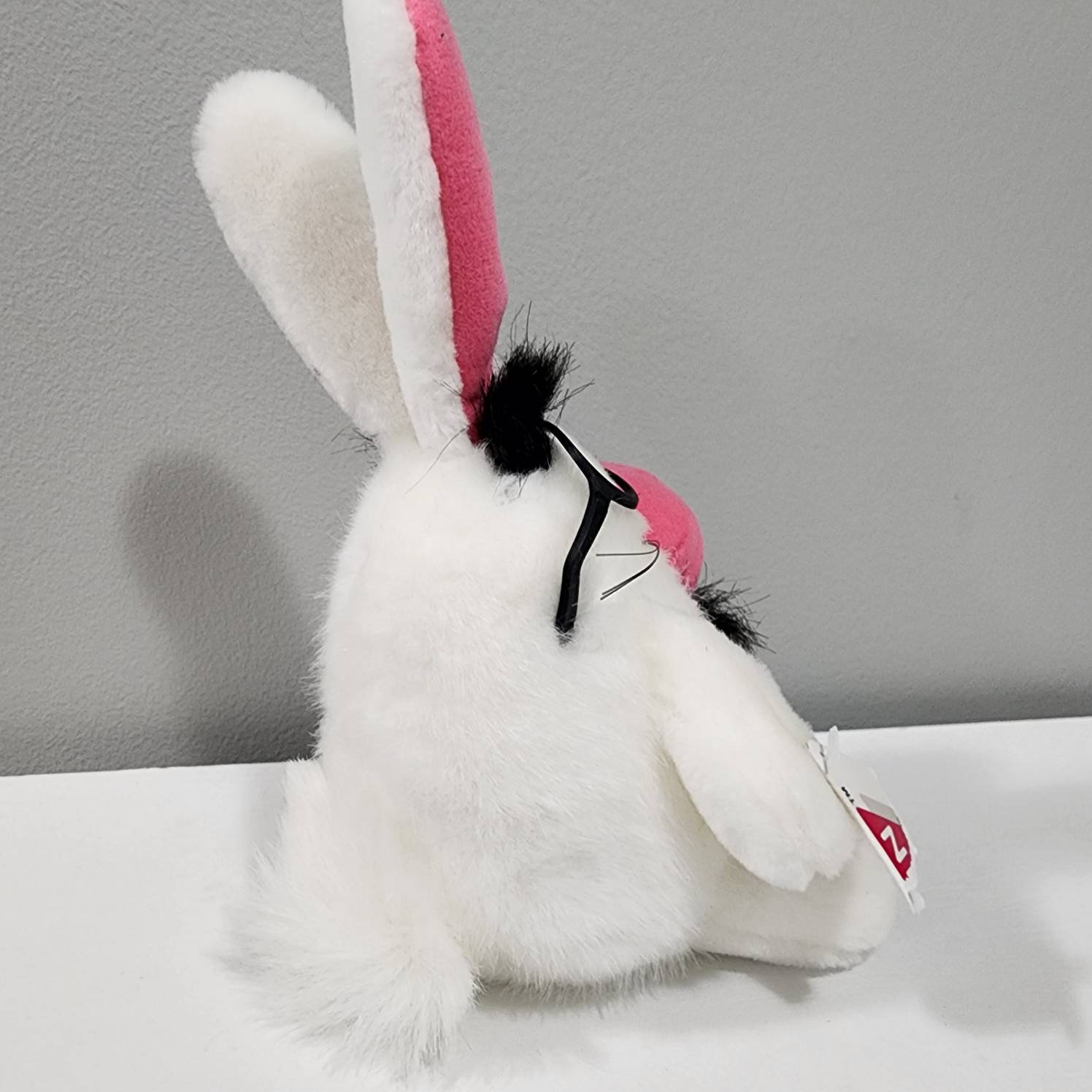 Vintage Dakin Stuffed Bunny: Pink Nose, Mustache, Glasses Disguise