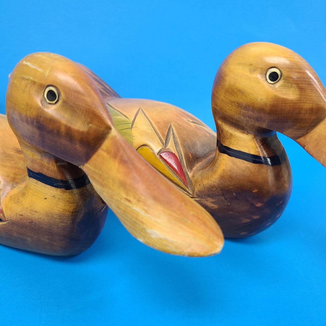 Pair of Hand Carved Wooden Ducks 10 long Etsy