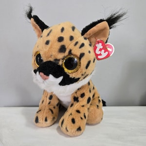 TY Classics Larry Lynx Plush Orange Spotted Glitter Sparkle Eyes 10"
