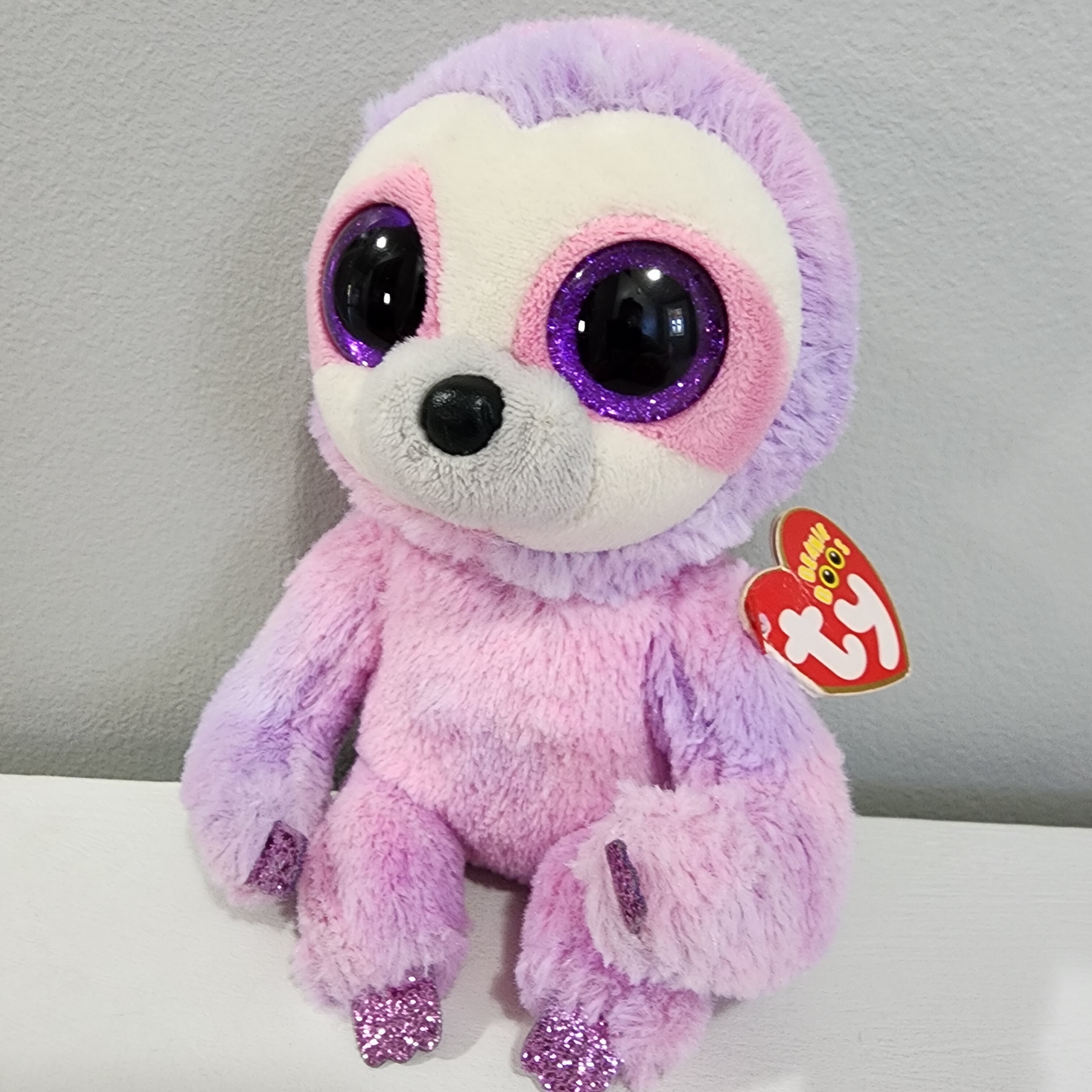 TY Beanie Boos 6 DREAMY Purple Sloth Plush Stuffed Animal damaged