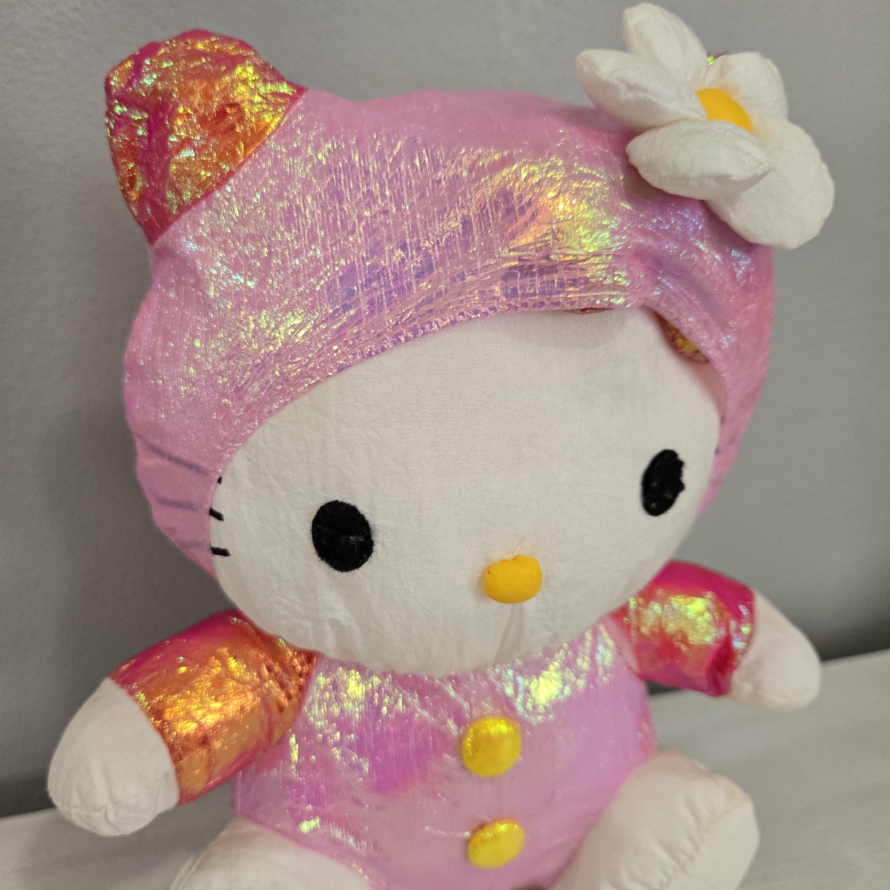 HELLO KITTYクリスマスコス ぬいぐるみXL 1998年廃盤、レトロ美品 Vintage Sanrio 1998 Hello Kitty Nylon & Pink Iridescent Outfit