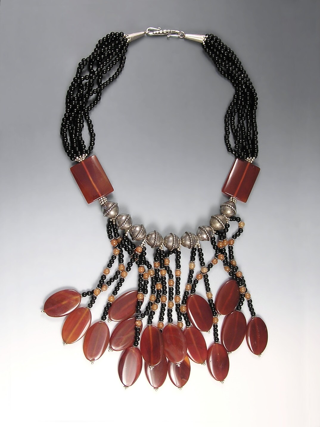 Red And Black Necklace Onyx Necklace Statement Necklace