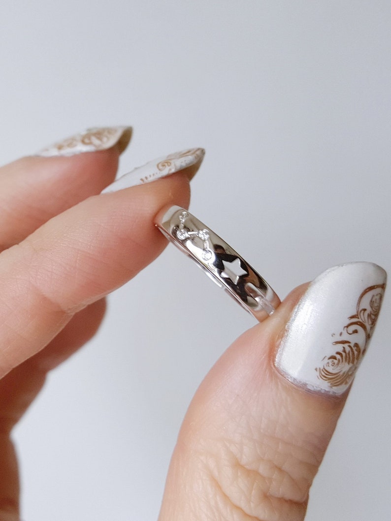 Pierce Work Stars Ring Constellation Ring With Diamonds Zirconia Ring Comfortable Ring Bridal Ring For Bride Open Ring Modern Gift For Her