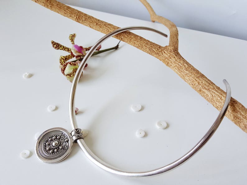 Sterling Silver Wire Choker Minimalist Neck Ring Open Choker Etsy