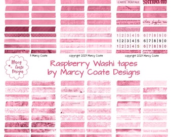 Pink Washi Tape, PRINTABLE washi strips, washi stickers - junk journal, scrapbook, planner, layering, snippets, clusters, ephemera