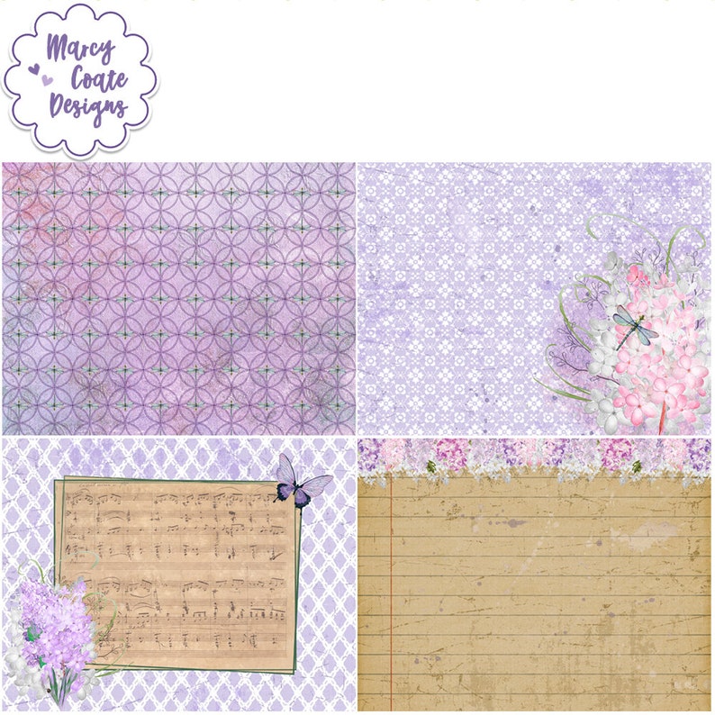 Lilacs Printable Journal Pages in Shades of Lavender, Pink &amp; Brown for ...