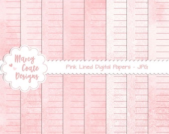 8 Lined Pink Dyed Digital Papers, commercial use OK for PRINTED journals, planners, stickers, scrapbooking, cards, tags, paper crafts, etc.