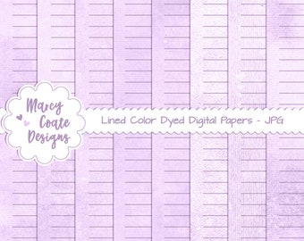 Lavender Lined  Dyed Digital Papers, commercial use OK for PRINTED journals, planners, stickers, scrapbooking, cards, tags, paper crafts etc