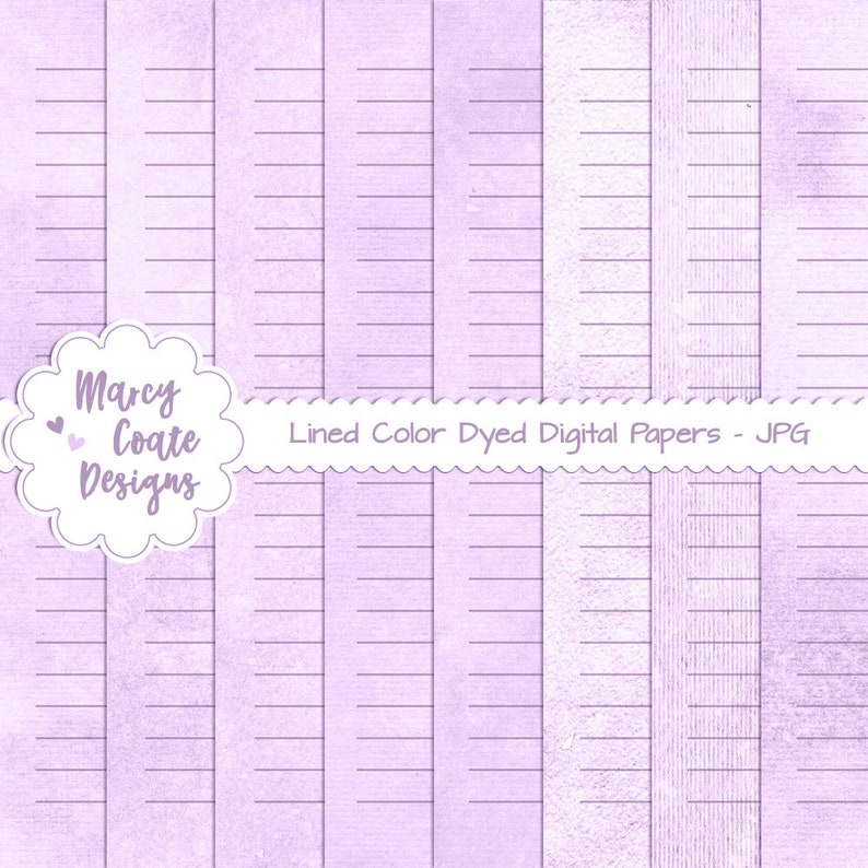 Lavender Lined Dyed Digital Papers, commercial use OK for PRINTED journals, planners, stickers, scrapbooking, cards, tags, paper crafts etc image 1