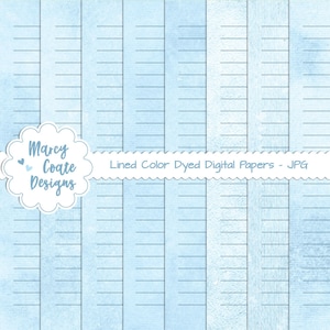 8 papéis HORIZONTAIS tingidos de azul pautados, uso comercial OK para diários IMPRESSOS, planejadores, adesivos, scrapbooking, cartões, etiquetas, artesanato em papel etc.