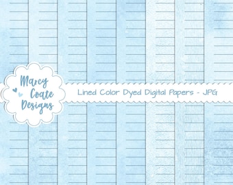 8 Lined Blue Dyed Digital Papers, commercial use OK for PRINTED journals, planners, stickers, scrapbooking, cards, tags, paper crafts, etc.
