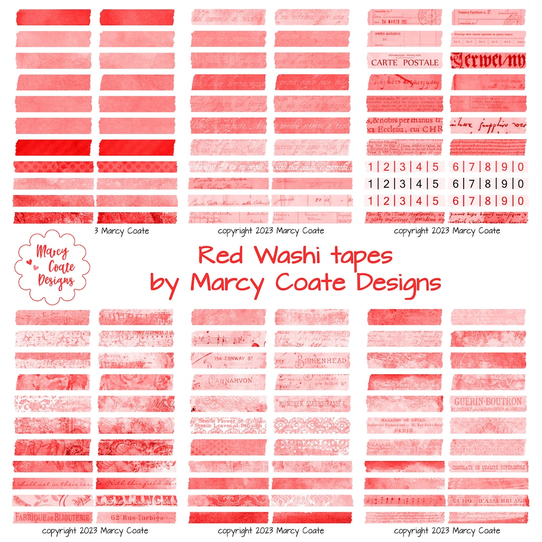 Red Washi Tape, PRINTABLE Washi Strips, Washi Stickers - Junk Journal ...