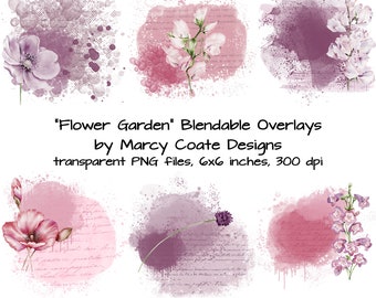 Flower Garden blendable overlays, collage stamps, artsy overlay, mixed media, digistamp, digital transfer, art journal, junk journal etc.