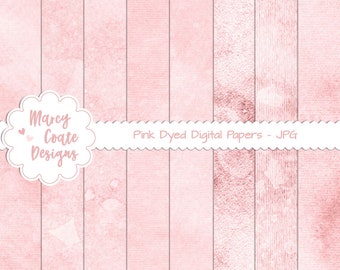 Pink Dyed Digital Papers set of 8, commercial use OK for PRINTED journals, planners, stickers, scrapbooking, cards, tags, paper crafts, etc.