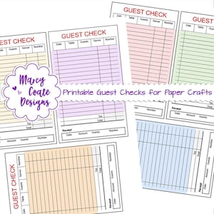 Afdrukbare gastcheques voor junk journals, paper crafts, journal papers, journal ephemera, journal tags, journal cards, journal insert, etc.