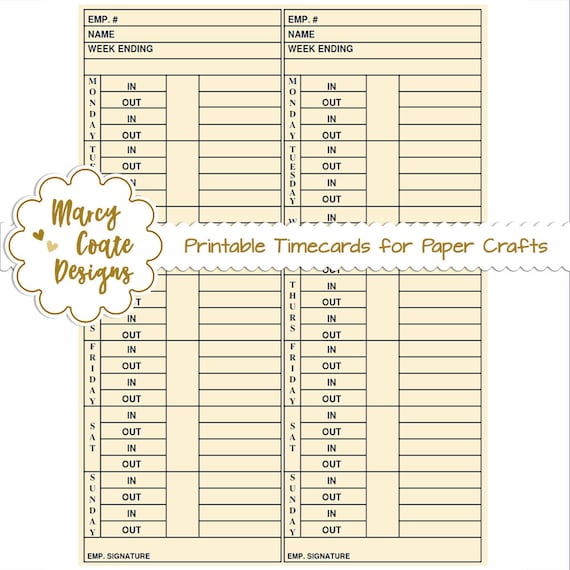 Printable Timecards for Junk Journals Paper Crafts Journal Etsy Printable Timecards for Junk Journals Paper Crafts Journal Etsy