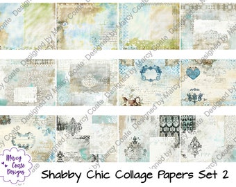 Shabby Chic Collage Papers Set 2: digital papers for scrapbooking, card making, paper crafts, planners, journals, printables, CU OK