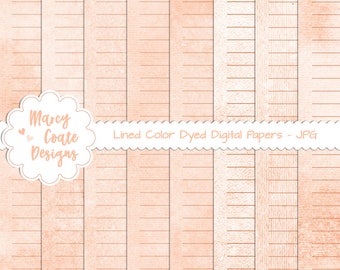 8 Lined Peach Dyed Digital Papers, commercial use OK for PRINTED journals, planners, stickers, scrapbooking, cards, tags, paper crafts, etc.