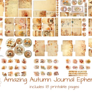 Amazing Autumn Journal Ephemera, diário de lixo, álbum de recortes, criação de cartões, artesanato em papel, inclui etiquetas, cartões de diário, etiquetas, cortes complicados e muito mais