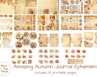 Amazing Autumn Journal Ephemera, junk journal, scrapbook, card making, paper crafts, includes tags, journal cards, labels, fussy cuts & more