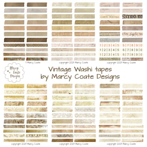 Vintage Washi Tape, AFDRUKBARE washi strips, washi sticker junk journal, plakboek, planner, gelaagdheid, fragmenten, clusters, ephemera
