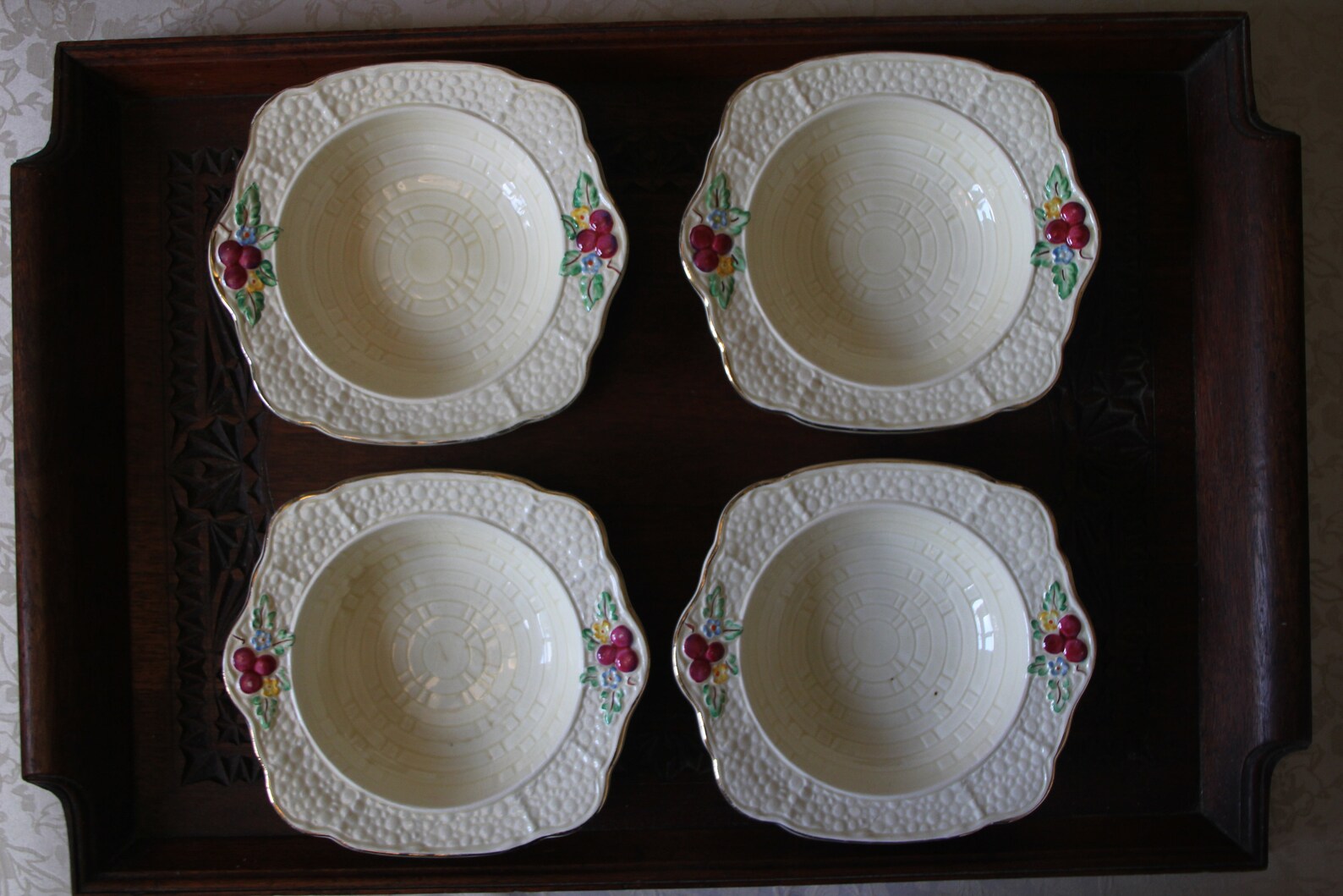 Vintage Dessert Bowls by Crown Devon Orchard Design Set of Four Etsy UK
