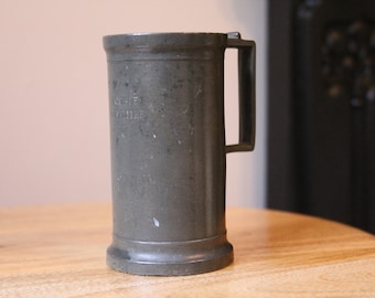 Antique Pewter Measuring Cup de Antoine Petrus De Leeuw, Bruselas - Double Deciletre