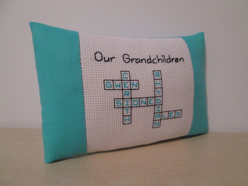 Grandma Pillow Grandchildren Names Scrabble Crossword Puzzle Etsy