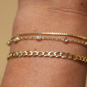 Gold Cleo Rainbow Moonstone Delicate Bracelet, Dainty Gold Moonstone Bracelet, June birthstone, Semi precious stone bracelet, Fine Jewelry
