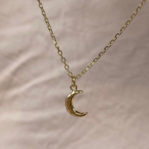 Moonlight 14K Gold Plated Sterling Silver necklace, Tiny Gold Crescent Moon Jewelry, Fine Dainty Gold Necklace, Minimal moon necklaces,