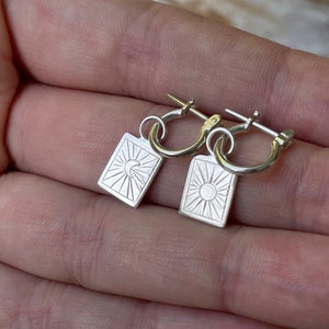 Universe Sterling Silver Mini Hoop Earrings, Small Hoops, Dainty Everyday Hoops, Tiny Sterling Silver Mismatch Hoops with Detachable Charms