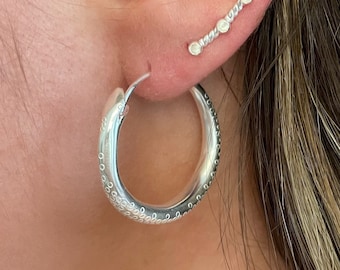 Ouroboros Sterling Silver Snake Hoops, Gift for her, Sterling Silver Hoops, Snake Hoops, Big Silver Hoops, Everyday Hoops, Silver Jewellery