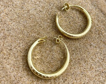 Gold Ouroboros Hoops 14K Gold Vermeil Snake Hoops, Handmade Gold Snake 3cm Hoops, Chunky Gold Hoop Serpent Earrings, Ouroboros Jewelry
