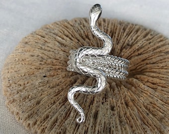 Serpent Sterling Silver Statement Ring, Silver Snake Ring, Silver Unisex Ring Snake, Handmade Serpent Ring, Sterling Silver Rings, Gift