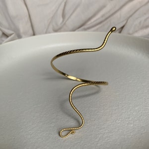 Snake Charm 14K Gold Plated Snake Bracelet, Boho Bracelet, Sunsara Jewellery, Adjustable Bracelet, Bangle, Arm Cuff, Serpent Bangle