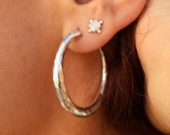 Pendientes de aro Uroboros de plata de ley con forma de serpiente, regalo para ella, pendientes de plata de ley, pendientes de aro con forma de serpiente, pendientes de aro grandes de plata, pendientes de aro para uso diario, joyería de plata
