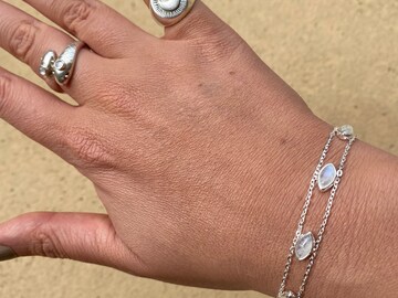 Sun and Moon Sterling Silver Bracelet Fine Cosmic Jewelry Bracelet with Sun and Moons Celestial Jewelry Hand Made Delicate Bracelets Bridal