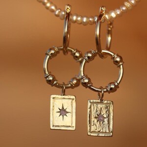 Gold Rectangle Hoop Earrings Rainbow Moonstone Jewelry 14K Gold Vermeil Dangle Earrings Gemstone Jewelry Gold Hoops Detachable Charm Earring