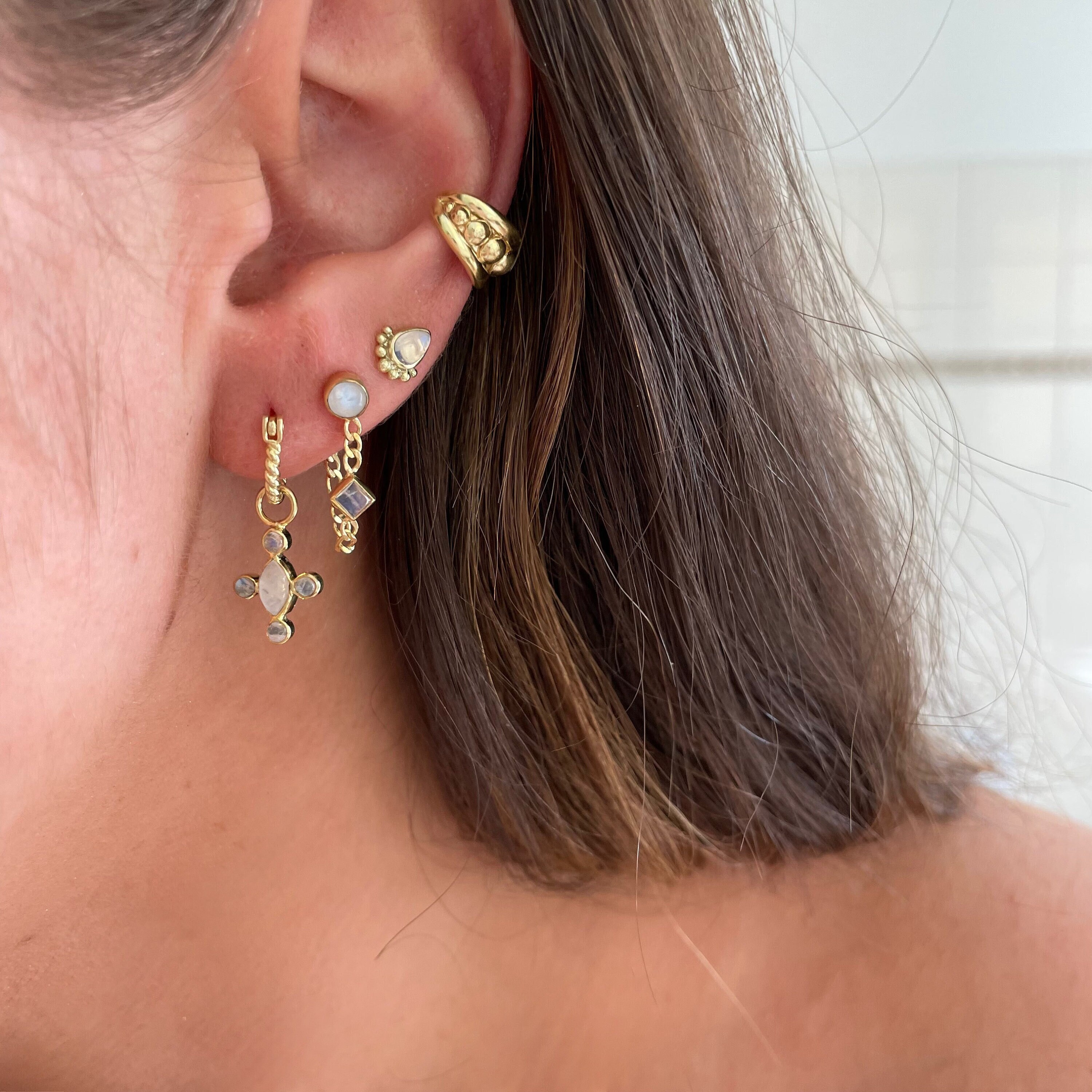 Vivi 14K Gold Plated Sterling Silver Gold Ear Cuff, No Vivi 14K Gold Plated Sterling Silver Gold Ear Cuff, No