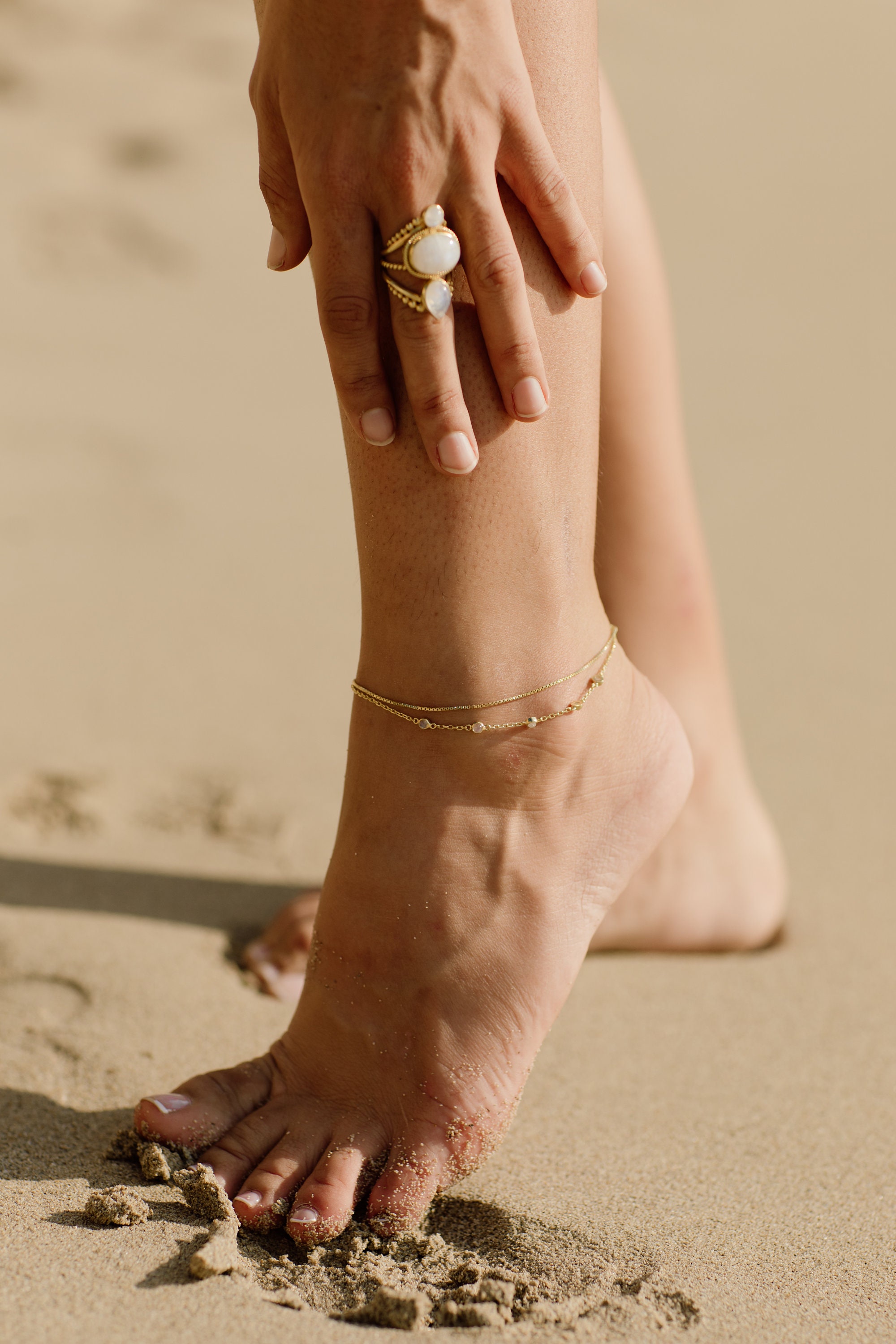 Bracelet De Cheville Yean Avec Pendentif Cristal - Chaîne Ajustable Pour Femme - Taille Unique