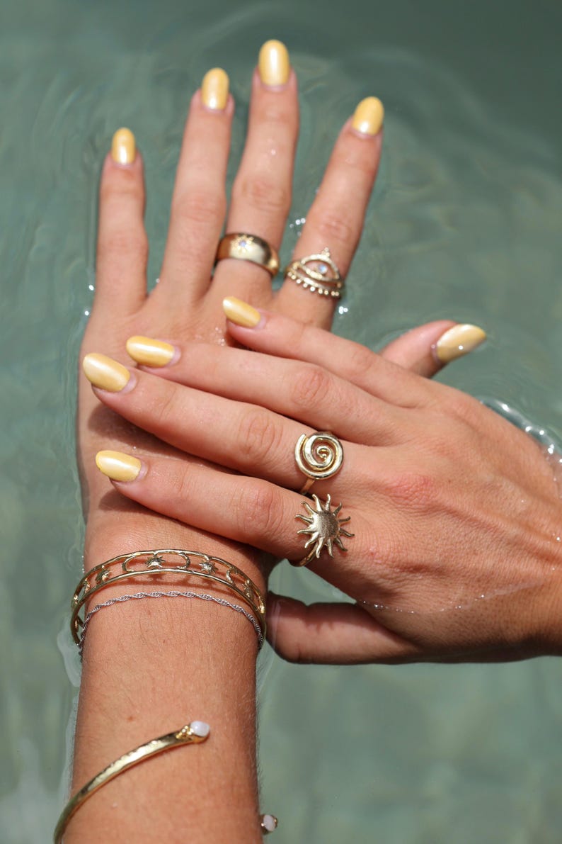 Sun Ring Gold Sun Burst Ring 14K Gold Vermeil Jewelry Hand Made Unique ...