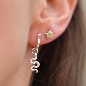 Kundalini Sterling Silver Mini Hoop Earrings, Small Hoop Earrings, Dainty Everyday Hoops, Tiny Sterling Silver Hoops with Detachable Charms
