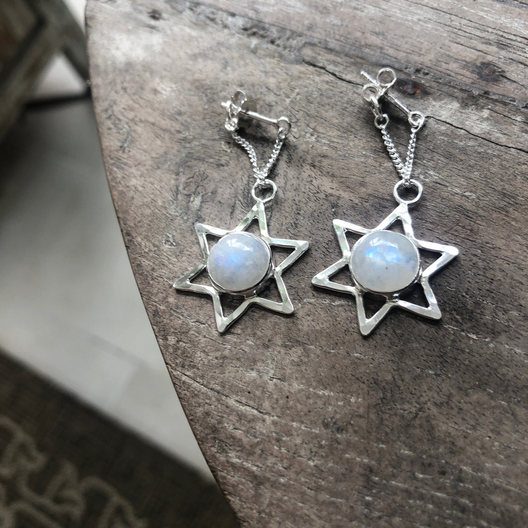 Pendientes PIEDRA LUNA - Plata De Ley Lisa » Gemoterapia Fácil - Tienda