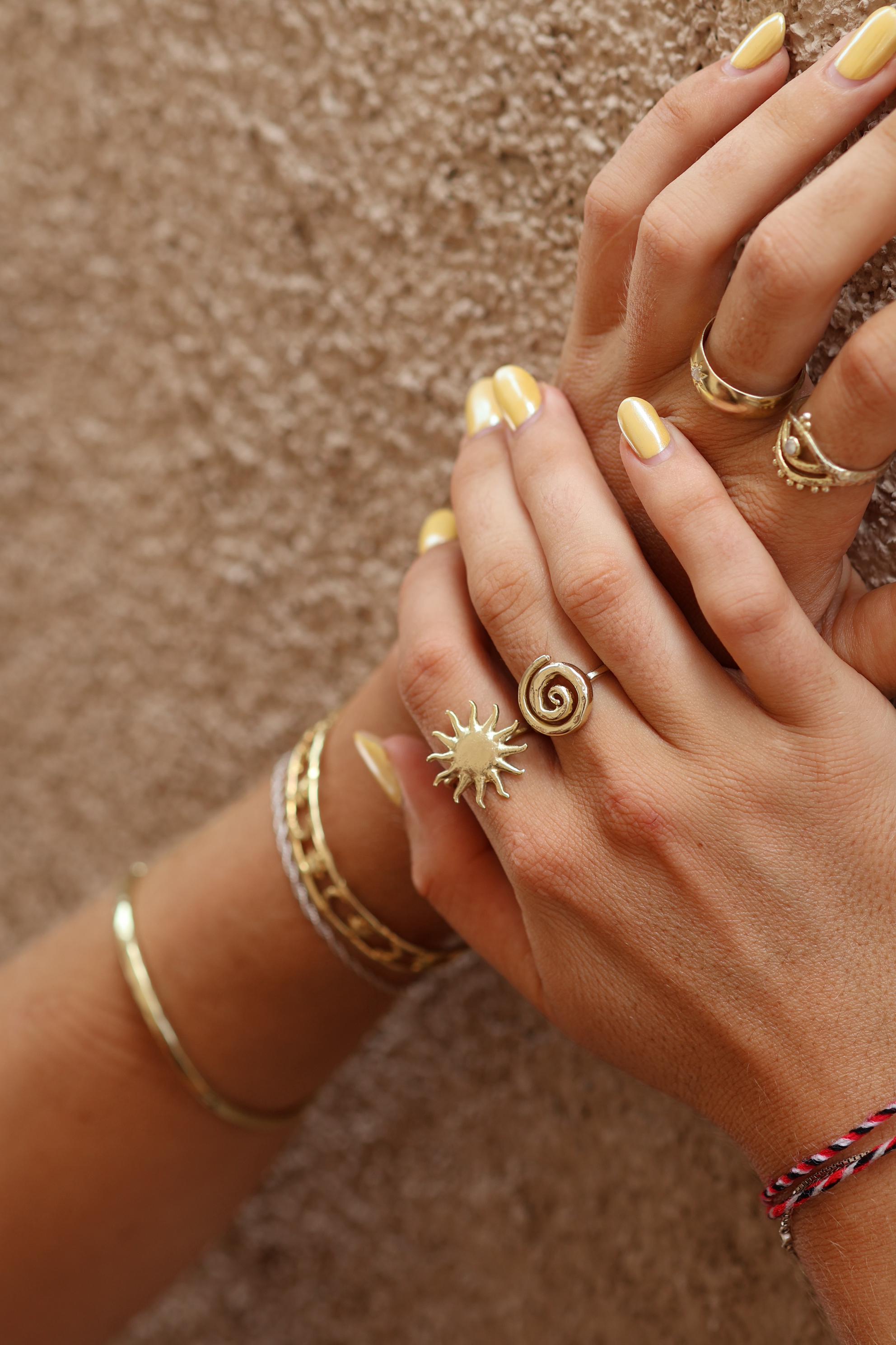 Sun Ring Gold Sun Burst Ring 14K Gold Vermeil Jewelry Hand Made Unique ...
