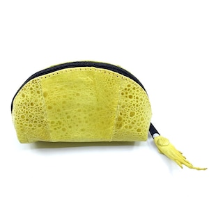 Nuevo genuino australiano Bufo Marinus Cane Toad Zippered Coin Purse with Foot Pull 5 "Glazed Yellow Leather Accessories