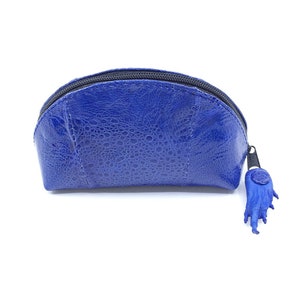 Nuevo bolso genuino australiano bufo marinus cane toad con cremallera con cremallera con foot pull 5 "accesorios de cuero azul cobalto esmaltado
