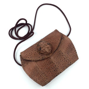 Nuevo genuino australiano Bufo Marinus Cane Toad Leather Versátil Bolso de hombro de cuerpo cruzado pequeño o clutch marrón mate